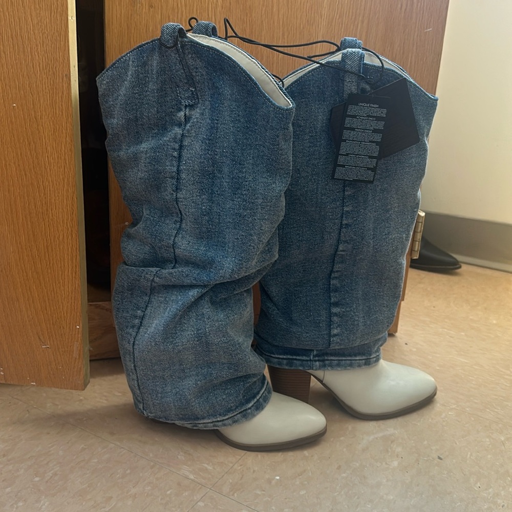 Denim boots